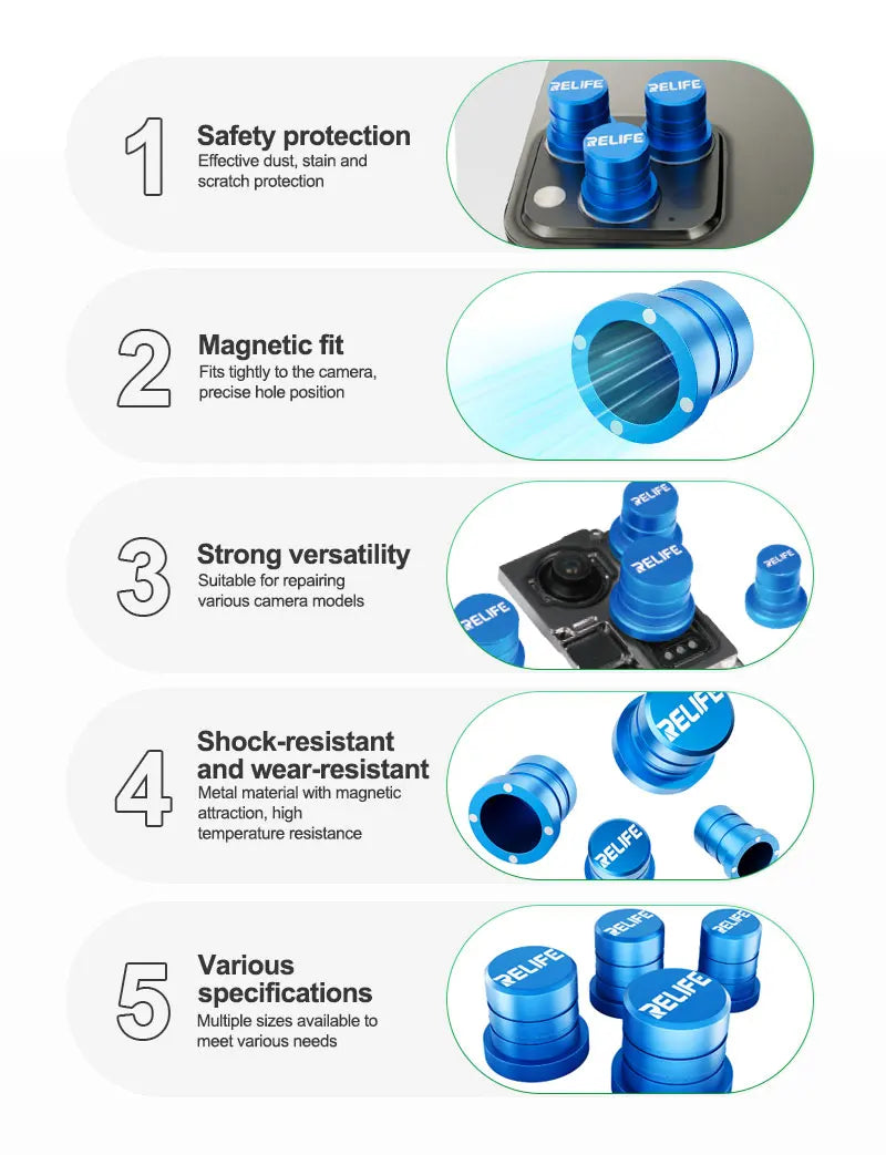 RELIFE RL-099 Camera Protective Cap Blue Light Shield Metal Cover for Mobile Phone Lens Disassembly Glue Removal Repair Tool
