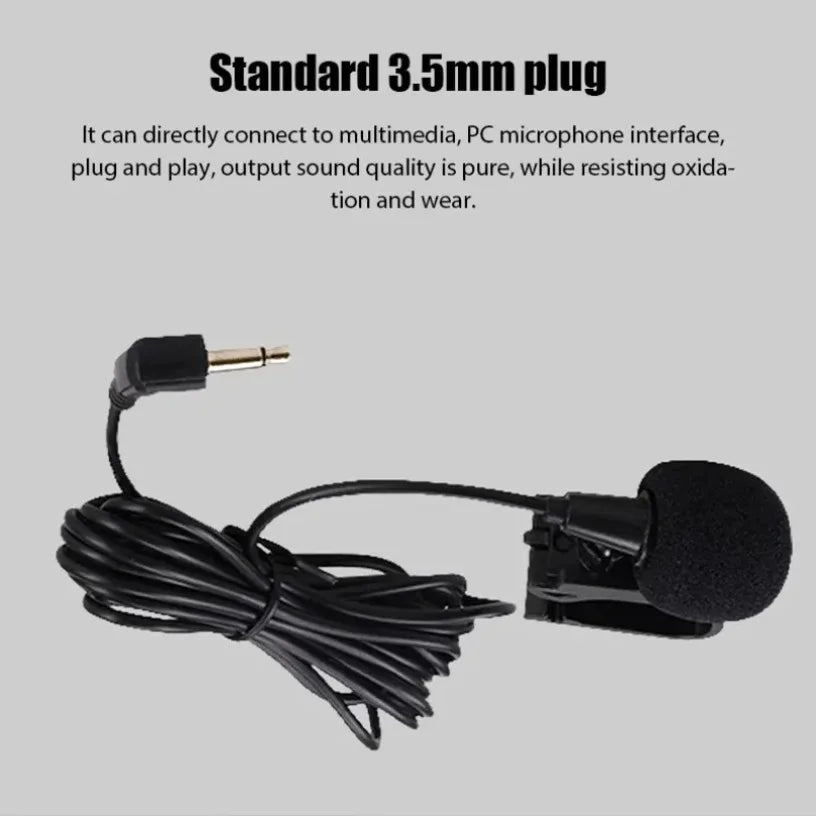 Car Self-Adhesive Type Clip 3.5mm Mini Wired External Microphone For Auto DVD Radio 2m Long Car Radio Wired External Microphone