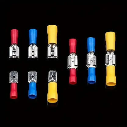 Vehicle Electrical Wire Connectors Kit Assorted Male Female Spade Ring Fork Butt Quick Splice Insulated Terminals For Automotive