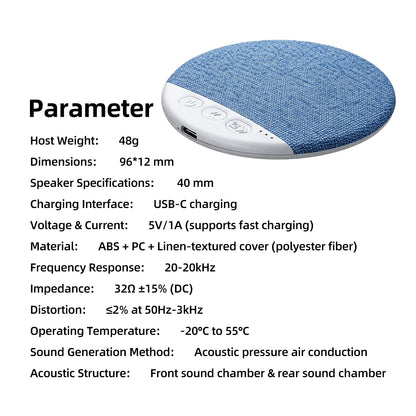 Głośnik poduszkowy Bluetooth 5.4, ultracienki, bezprzewodowy odtwarzacz audio z ładowaniem USB-C i dźwiękiem Hi-Fi, do medytacji, jogi i wspomagania snu