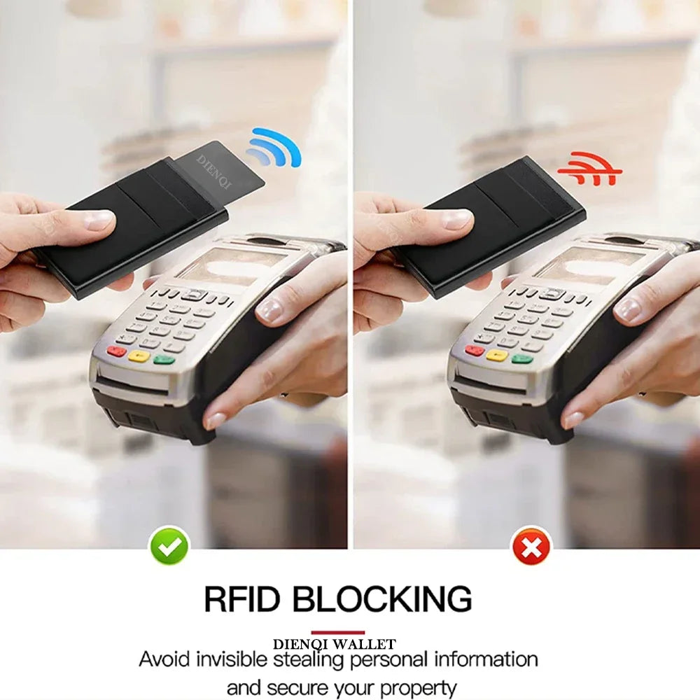Rfid Etui Na Karty Kredytowe Mężczyźni Cienkie Smukłe Minimalistyczne Portfele Luksusowe Metalowe Etui Na Karty Bankowe Dla Mężczyzn Carteras