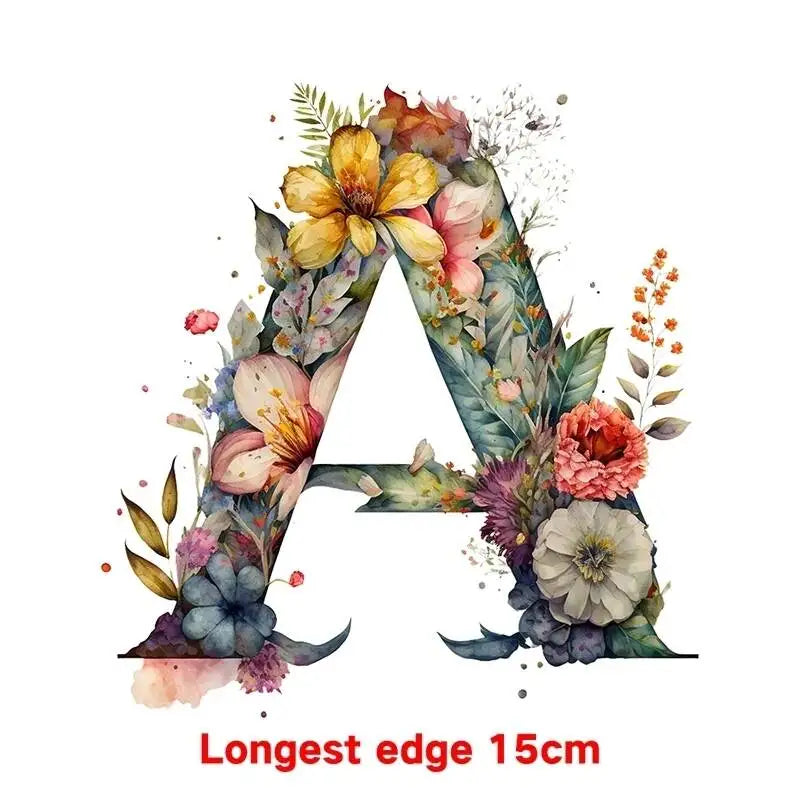 15cm Cartoon Flower Alphabet Heat Transfer Heat Press Printed Accessories PatchDIY children's clothing decoration sticker