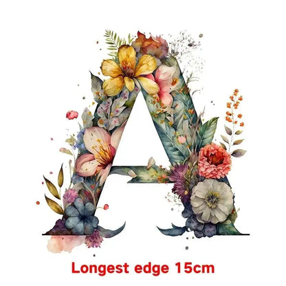 15cm Cartoon Flower Alphabet Heat Transfer Heat Press Printed Accessories PatchDIY children's clothing decoration sticker