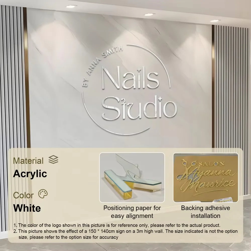 Customized 3D Business Logo Sign Laser Cut Acrylic Logo Wall Mounted Name Sign Beauty Salon/Office/Shop/Home/Dental/SPA Decor