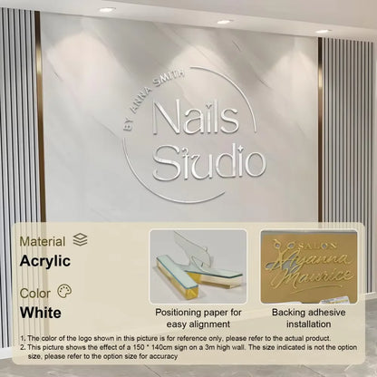 Customized 3D Business Logo Sign Laser Cut Acrylic Logo Wall Mounted Name Sign Beauty Salon/Office/Shop/Home/Dental/SPA Decor