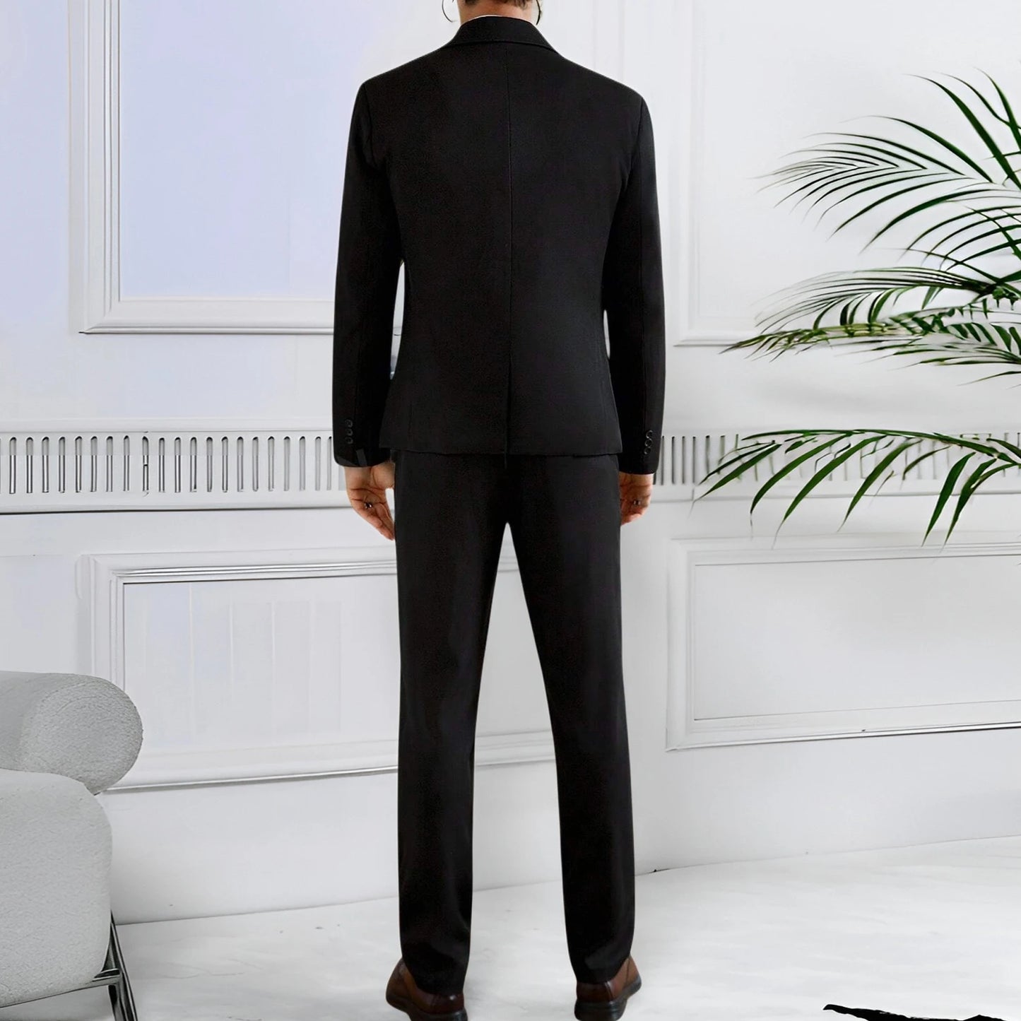 Men's Suit 2 Piece Set Floral Jacquard Tuxedo, Paisley Formal Blazer Jacket & Pants for Prom Banquet Wedding Dinner Party Black
