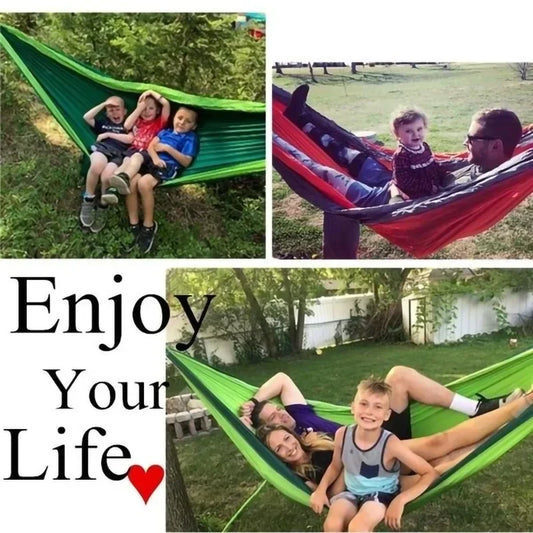Portable Outdoor Hanging Hammock Bed, Single Person Camping Swing, Matching Nylon Cloth, Tough High Density Parachute Fabric