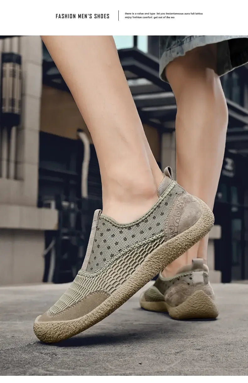 Summer Mesh Shoes Men Sneakers Plus Size Lightweight Breathable Walking Footwear New Slip-On Comfortable Casual Men's Shoes