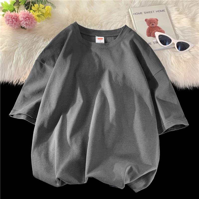 Summer 100% Cotton T Shirts,Short Sleeve Crew Neck Tops,Oversize Tee,Soft T Shirt for Women