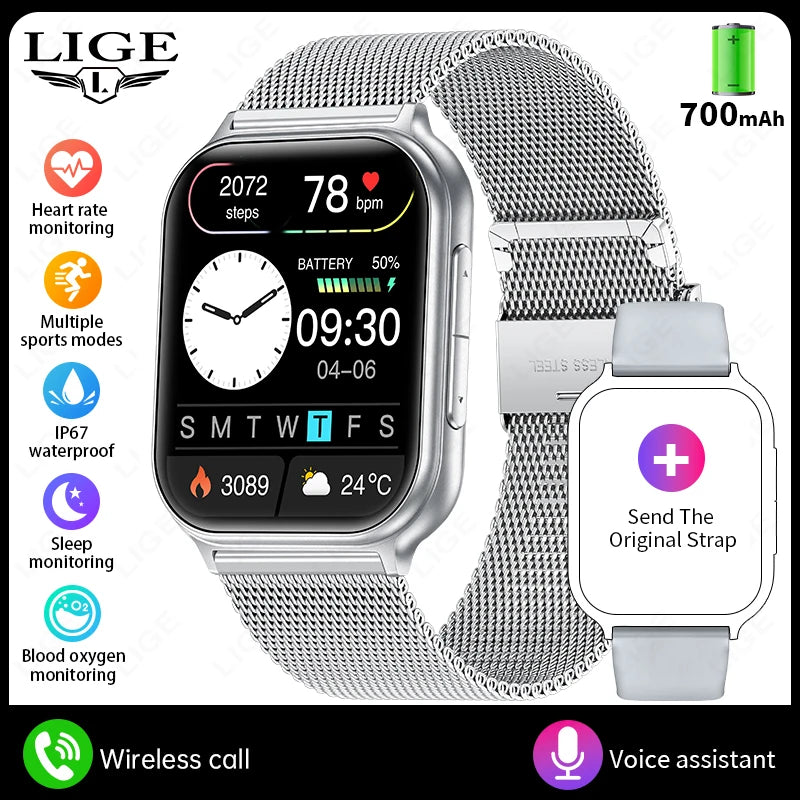 1.83" Smart Watch Sleep Heart Rate Monitor BT Call Messages Notifications Sports Fitness Tracker Watch for Women Men Android iOS