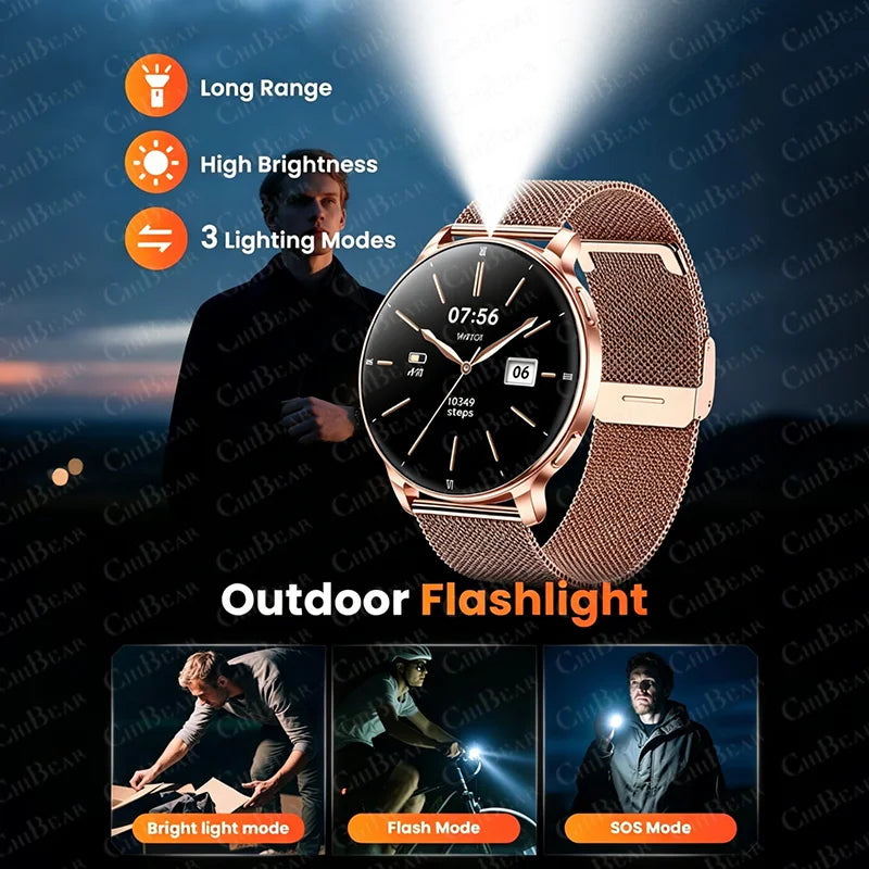 7.6MM Smart Watch 1.32'' AMOLED HD Screen Men Women Sports Watches LED Flashlight BT Call Heart Rate Health Care Smartwatch 2026