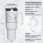 1200ML Stainless Steel Thermos Cup with Straw & Handle Ice Coffee Drink Vacuum Insulated Cup Car Travel Gym Outdoor Water Bottle