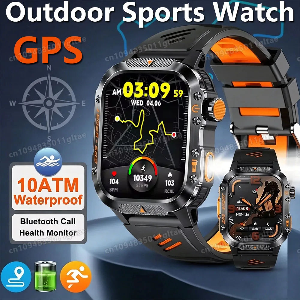 2026 New SmartWatch Men Militray Outdoor GPS Sport Watches Heart Rate Sleep Waterproof Smart Watch IOS Android