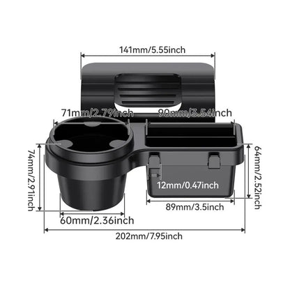 Car Door Side Window Organizer Hanging Storage Rack With Cup Holder & Phone Slot Durable Plastic Storage Auto Accessories