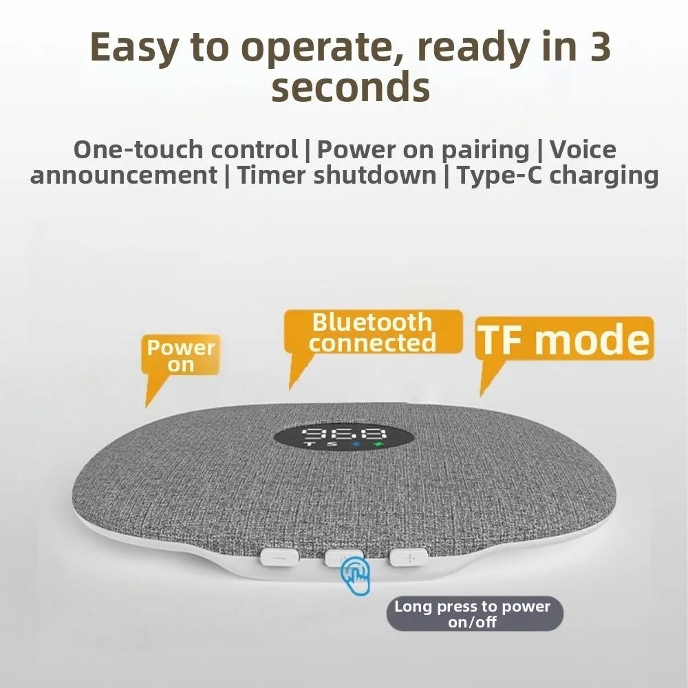Bluetooth 5.4 Under Pillow Bluetooth Speaker Bone Conduction Sleep Aid Sound Machine LED Display Mini Bedroom Pillow Speaker
