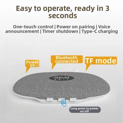 Bluetooth 5.4 Under Pillow Bluetooth Speaker Bone Conduction Sleep Aid Sound Machine LED Display Mini Bedroom Pillow Speaker