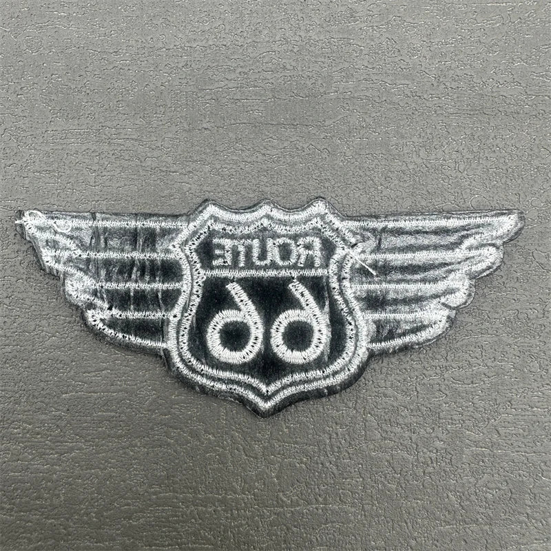 Route 66 Patch Size: 9.9x4.2cm Iron on Patch for Clothing Stripe Applique Sewing Clothes Sticker Diy Decoration Embroidery Badge