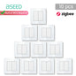 Bseed Zigbee Button Switchs Need Neutral Wire Tuya Smart Life Alexa App Control Glass Frame 86*86mm White Light Switch