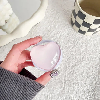Korean Y2K Pink Glass Love Heart Magnetic Holder Phone Grip Tok Detachable Bracket for Magsafe Universal Smart Tok for IPhone