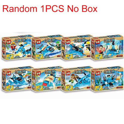 MOC One Piece Building Blocks Blind Box Luffy Kaido Dragon Bricks Model DIY Assemble Blue Dragon Figures Toy Kid Collection Gift