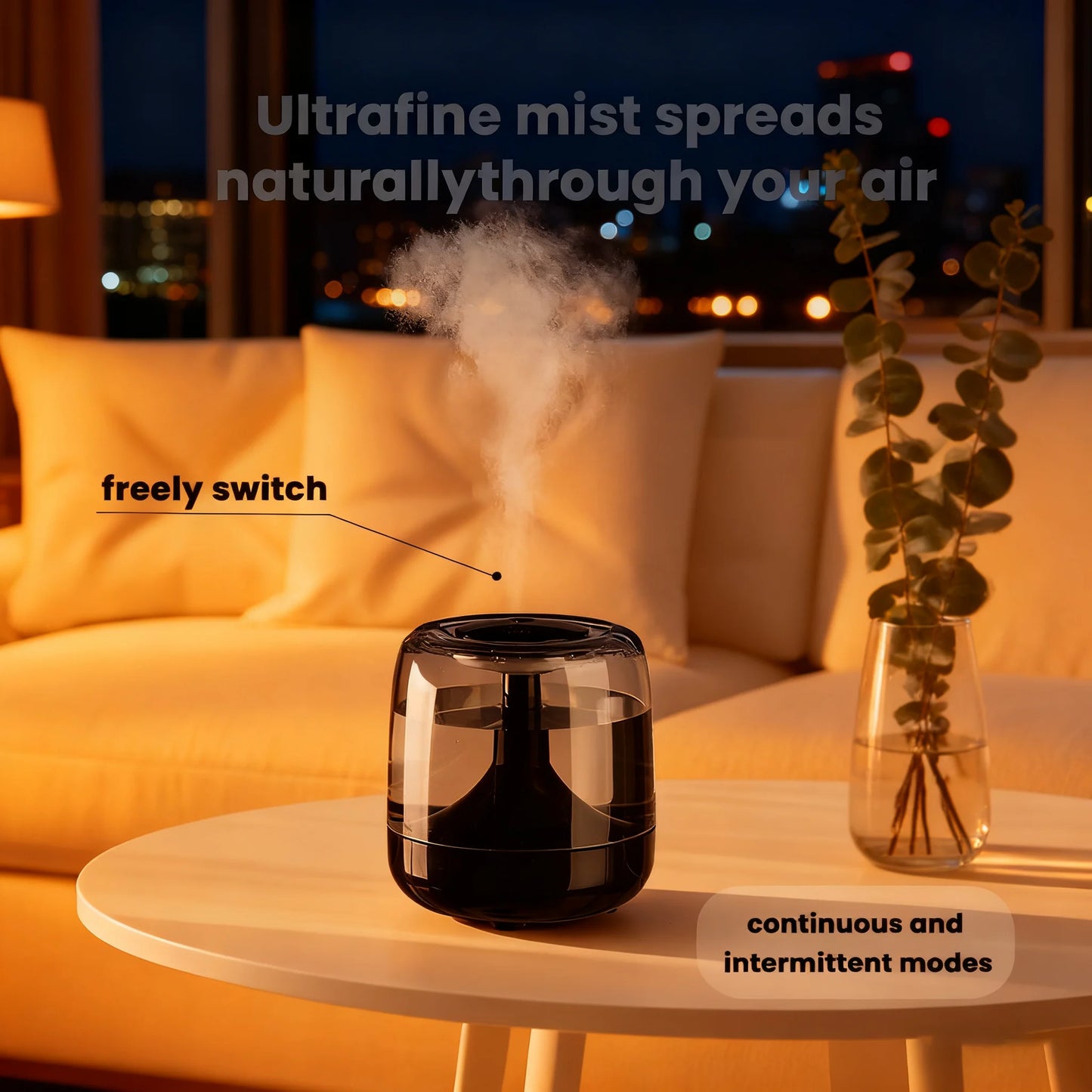 Large spray mute colorful light transparent water tank aromatherapy humidifier indoor portable bedroom air humidifier