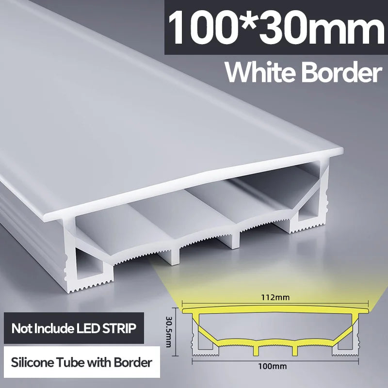 1M-10M LED Neon Rope Tube Soft Silicone Diffuser Channel Black/White Flexible Ribbon Strip Light for Recessed Channel