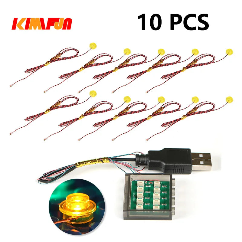 10PCS 0.8mm Pin RGB LED For LEGO Building Blocks USB Lamp DIY Street Light City Electric Decorate 1X1 Brick Compatible All Brand
