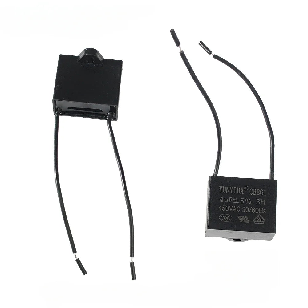 CBB61 Fan Capacitor 450V 1UF 1.2UF 1.5UF 2UF 2.5UF 3UF 4UF 5UF 6UF10UF Ceiling Fan Motor Run Rectangle Capacitor CBB 61