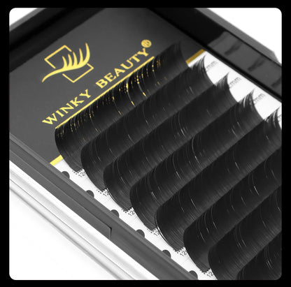 Winky Beauty Flat Ellipse Eyelash  Matte Pure Black Color Super Soft Gentle Natural Eyelash Extension Flat Shape Lashes