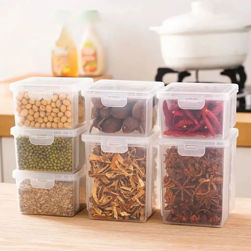 1Pcs Refrigerator Food Fresh Kitchen Storage Boxs Good Sealing Transparent Spice Container Case Visible Home Dry Fruit Jar