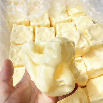 Giant Cheese Cube Stress Ball Squishy Cheese Shapeable Squeeze Ball Non-Bounce Fidget Toy ASMR Sensory Anti-Stress Adults Gift