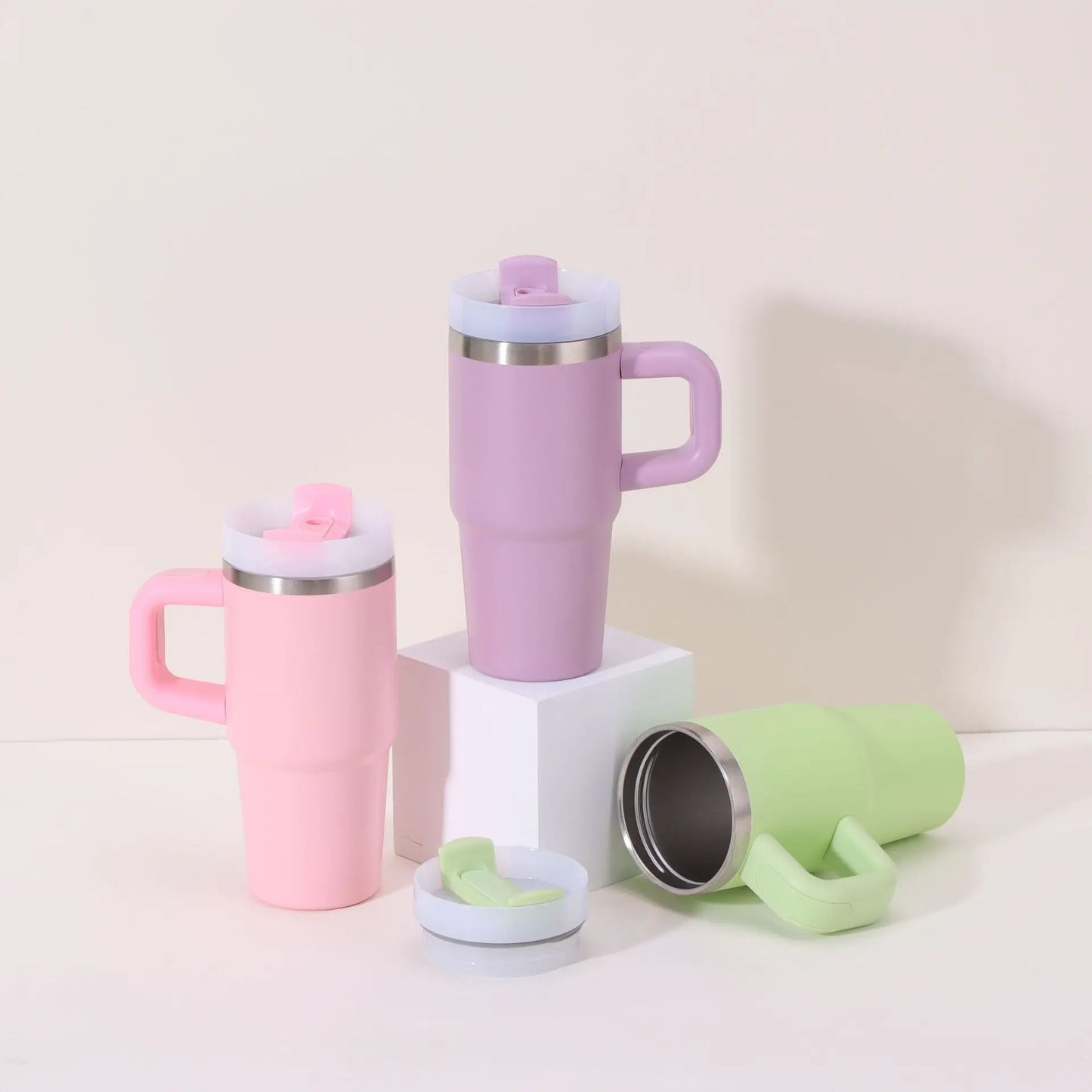 14oz Car Mug with Handle Double-layer Vacuum Coffee Cup Portable Sport Water Bottle 304 Stainless Steel Travel Thermal Cup