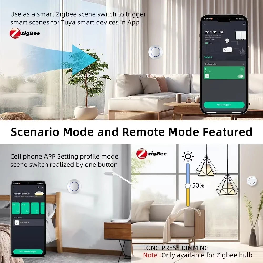Ewelink Zigbee Switch Push Scene Button Switch Wireless Remote On Off Key Controller Scenario Switch Support Home Assistant