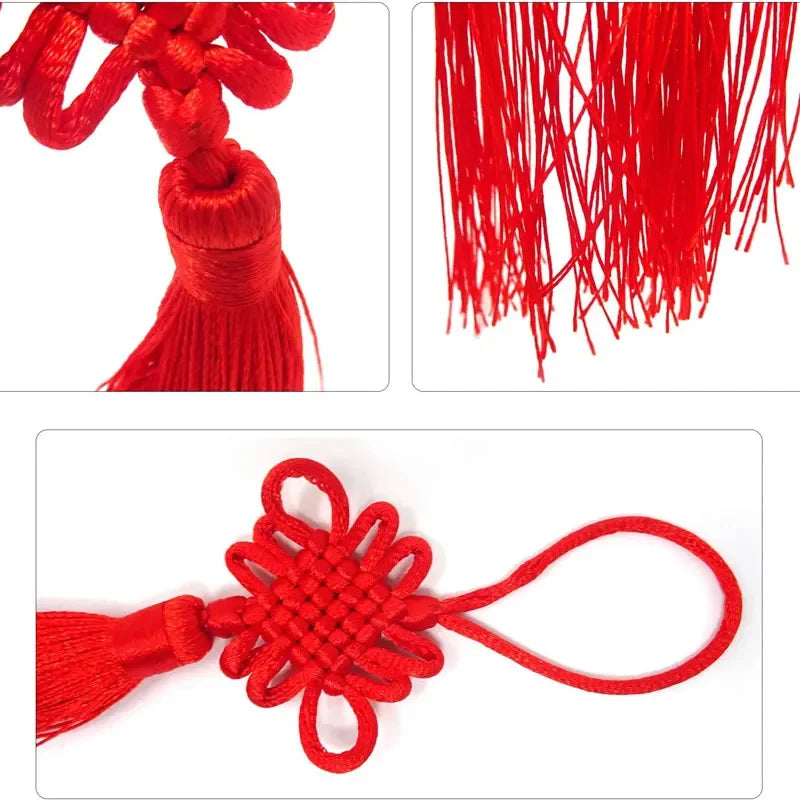 2Pcs Tassel Fringe Handmade Silk Floss Chinese Knot Tassel Bangs Flower Tassel for DIY Craft Door Car Handing Home Decor