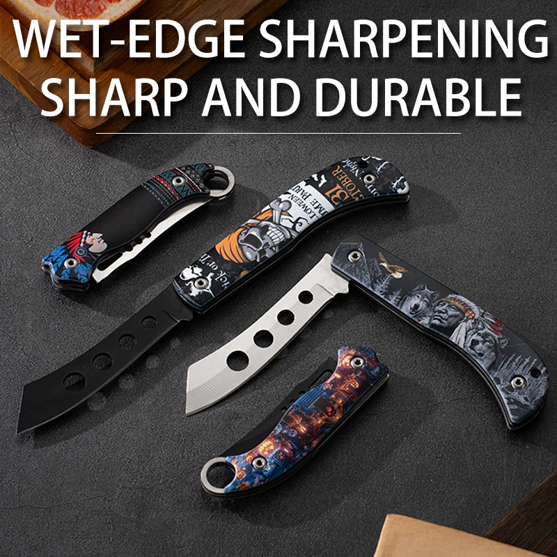 Pocket Portable Mini Folding Knife Stainless Steel Self-defense EDC Multi-purpose Camping Camp tools Halloween style