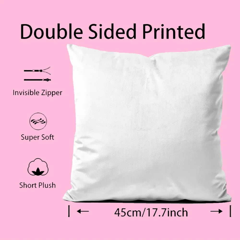 Kawaii P-Pucca Anime Cushion Cover Pillowcase Anti-dustmite Invisible Zipper Short Plush Sofa Cushion