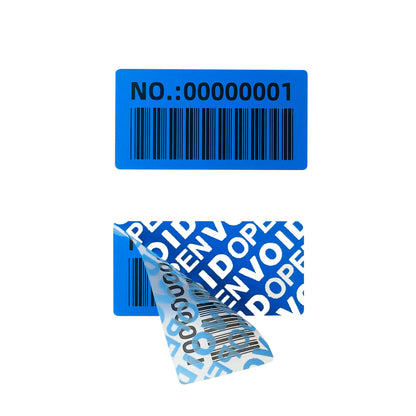 100pcs Blue 40x20mm Tamper-Proof Warranty Stickers Anti-Counterfeiting Seal Labels with Serial Number Two-Dimensional Code
