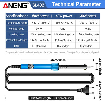 ANENG SL402 Electric Soldering Irons 220/110V Welding Repair Mica Heating Core 30/40/60W Temperature Adjustable Solder Tip Tools