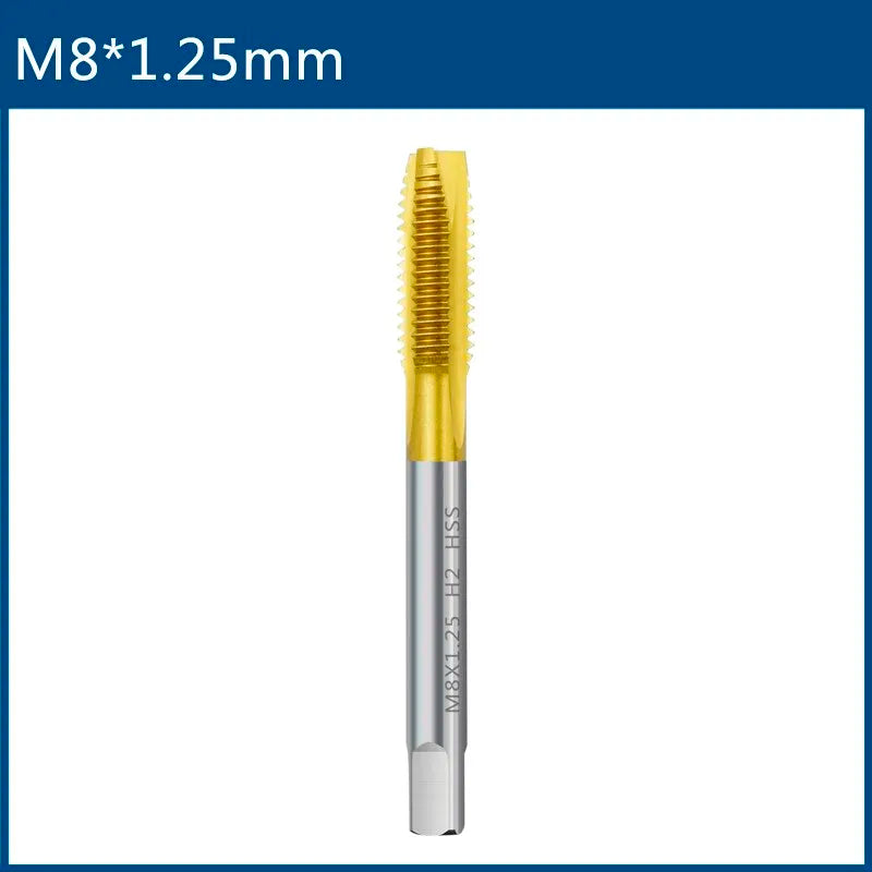 HSS Titanium Coating Screw Tap Drill Bit M2 M2.5 M3 M3.5 M4 M5 M6 M8 M10 M12 Metric Straight Flute Thread Tap Hand Tools