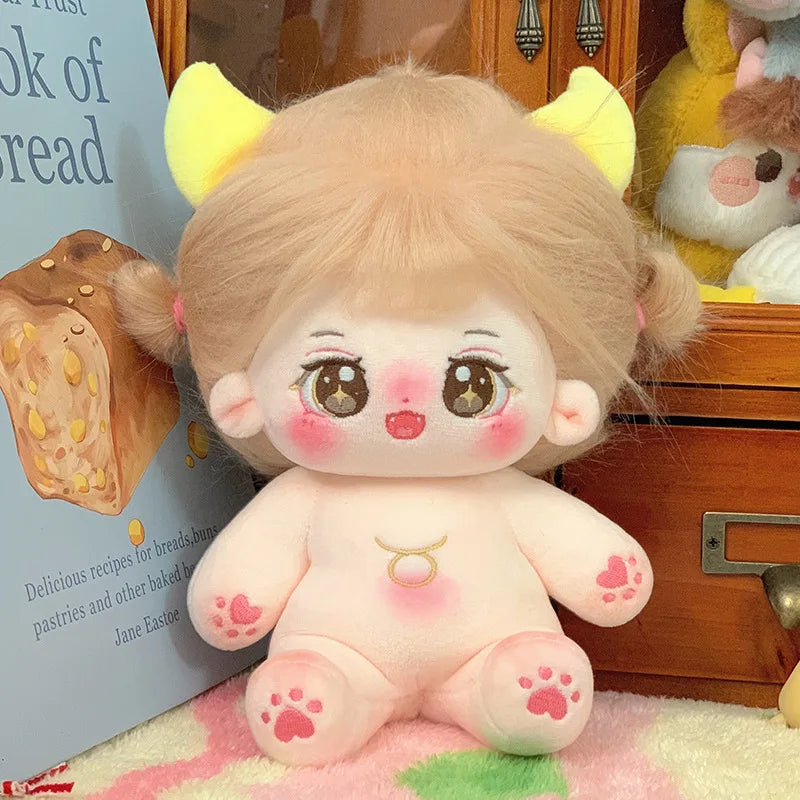 20cm Kawaii Plush Cotton Doll Idol Stuffed Super Star Figure Dolls Twelve Constellations Doll Can Change Clothes Gift