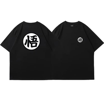 2026 Summer Dragon Ball Goku Wu Character Orange Short-sleeved T-shirt Men's Pure Cotton College Wind COS Parent-child Clothing