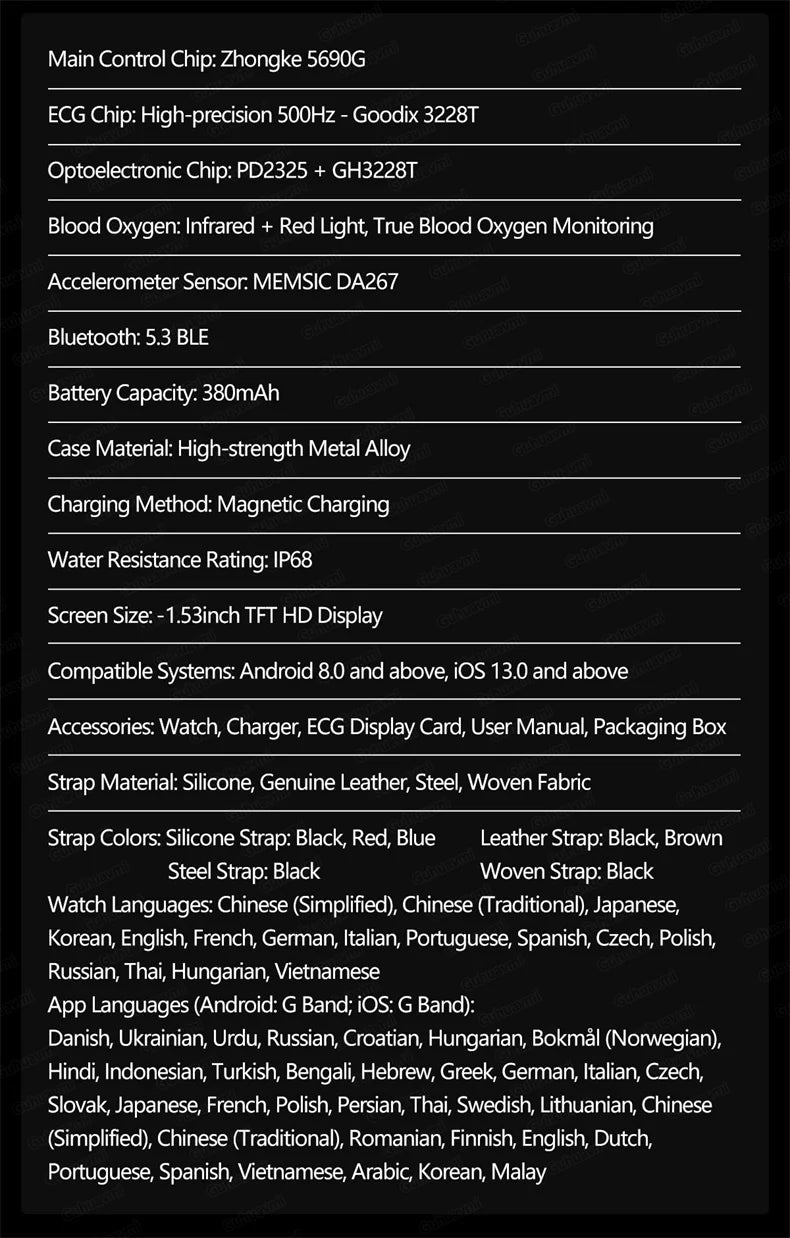 Smartwatch ECG High-End dla mężczyzn Ciśnienie krwi Lipidy Tlen we krwi Analiza ciała Kwas moczowy Monitor Zdrowia Smartwatch dla mężczyzn i kobiet