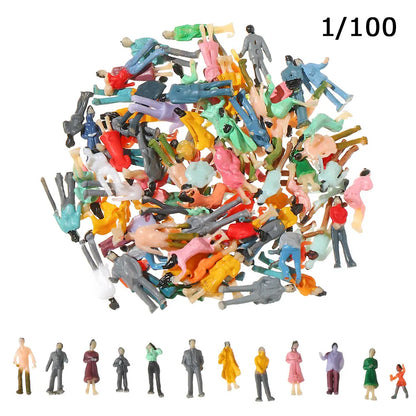 100Pcs/Bag 1:100/1:150/1:75/1:50 Scale Plastic People Figures Model Building Passengers DIY Character Mixed Color Pose Kids Toys