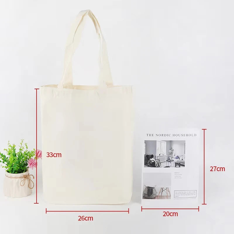 100pcs/lot Custom Canvas Tote Bag with Logo Small Batch Wholesale Reusable Cotton Shopping Bag