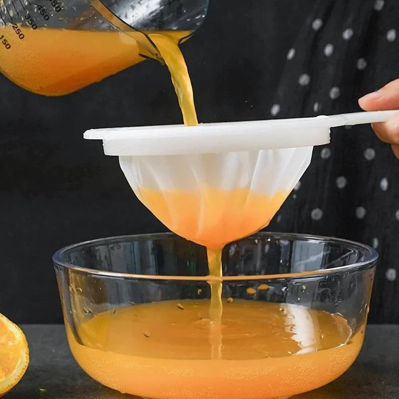 100/200/400Mesh Kitchen Ultra-Fine Nylon Mesh Strainer, Plastic Sieve Fine Mesh with Handle Kitchen Tool for Milk, Yogurt, Juice