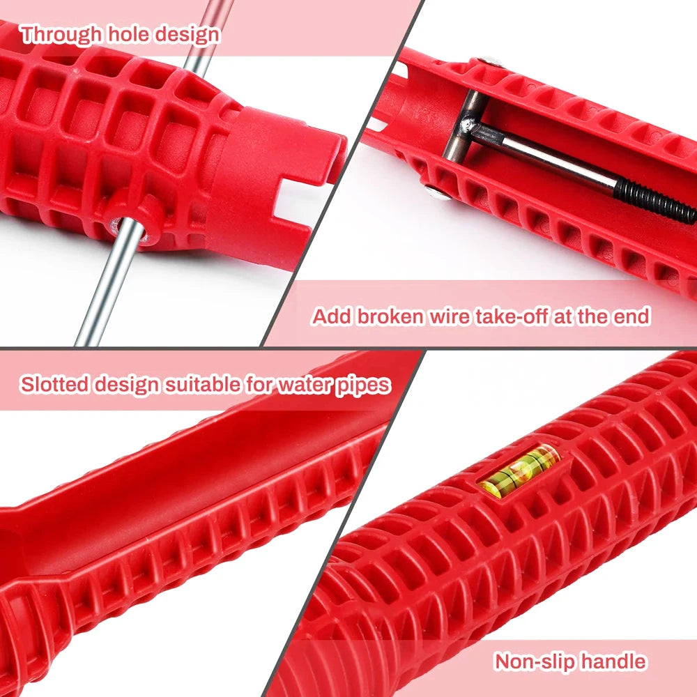 New 8 In 1 Multi Purpose Faucet and Sink Installer Wrench Anti-Slip Handle Double Head Wrench Tool Extra-long design Wrench Tool