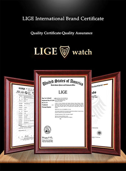 LIGE Creative Square Watch For Women Fashion Elegant Women's Bracelet Watch Stainless Steel Waterproof Date Quartz Wristwatches