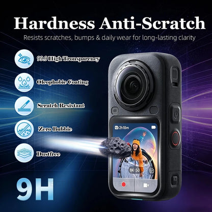 Screen Lens Protector for Insta360 X6 Tempered Glass Film Clear Anti-scratch Lens Guard Cover for Insta 360 X6 Camera Accessorie