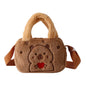 Stylish Cute Embroidered Capybara Plush Handbag Kawaii Cartoon Plush Shoulder Bag Lightweight Soft Small School Bag Square Bag