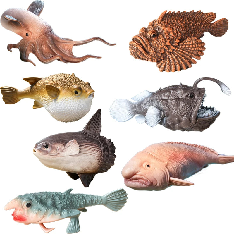 Realistic Marine Animal Figurine Deep Sea Creature Model Ocean Fish Figures Blobfish Collection Kids Toy Boy Girl Gift Ornament